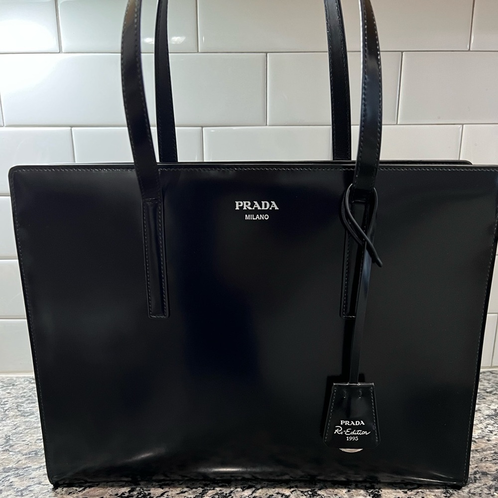 Prada re-edition 1995 brushed leather large leather handbag LIKE NEW